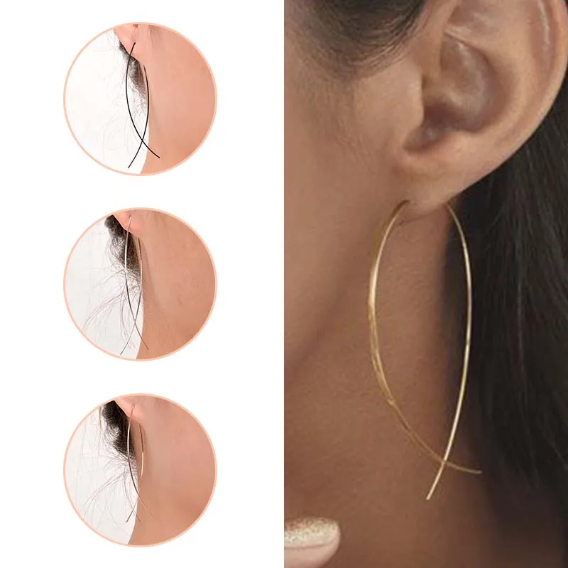 Женские серьги подвески металлические золотого и серебряного