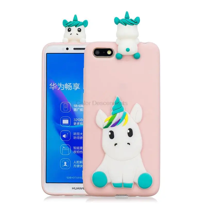 3D Cartoon Soft Silicone TPU Case on For Etui Huawei Y5 Y6 Y7 2018 Cute Unicorn Panda Cover for Prime | Мобильные телефоны и