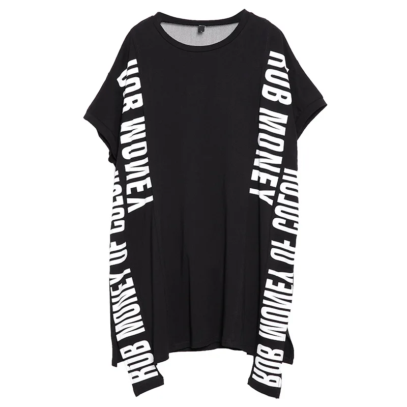

The new summer 2021 monogram printed T-shirt with short sleeves on both sides, medium and long dress, and large size women's str