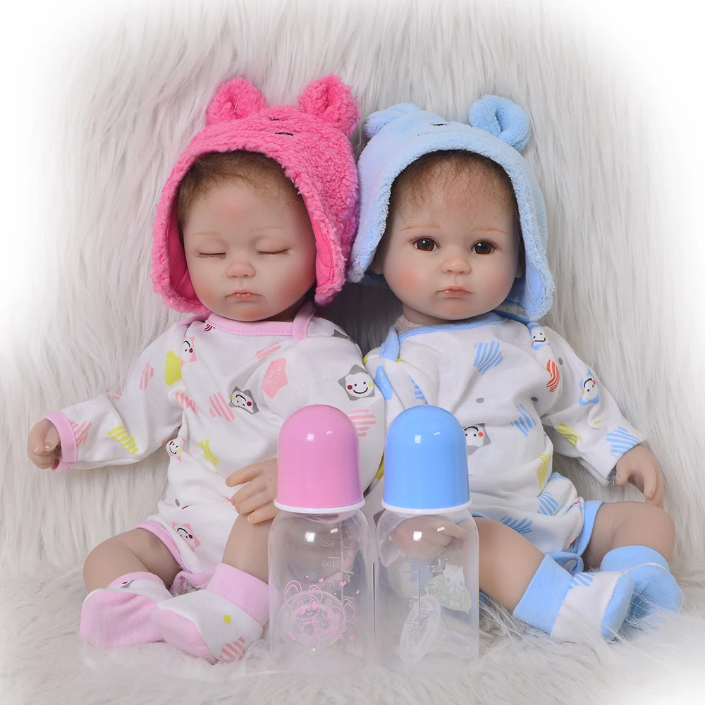 43 см реалистичный Повседневный стиль Близнецы силиконовые Reborn Baby Doll мальчик девочка Playmate подарок живой игрушки раннего развития bebe Кукла Reborn To