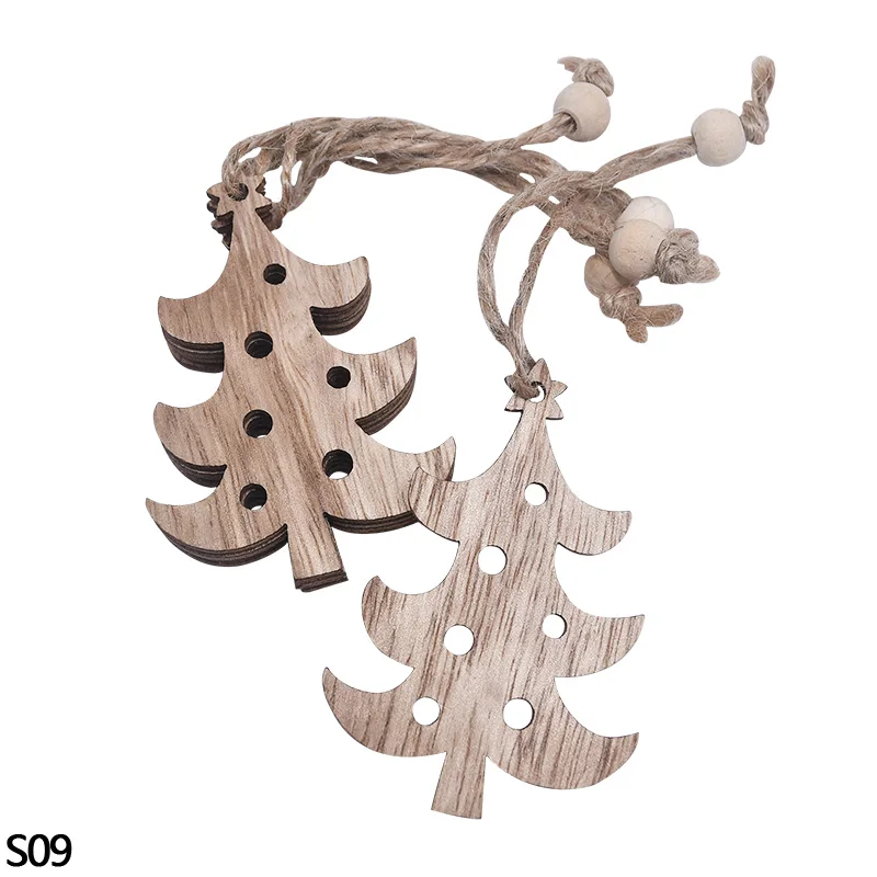 3/6pcs Christmas Wooden Pendant Wooden Hollow Snowflake Christmas Tree Hanging Decor For New Year Xmas Party Ornaments Kids Gift - Цвет: 3pcs S09