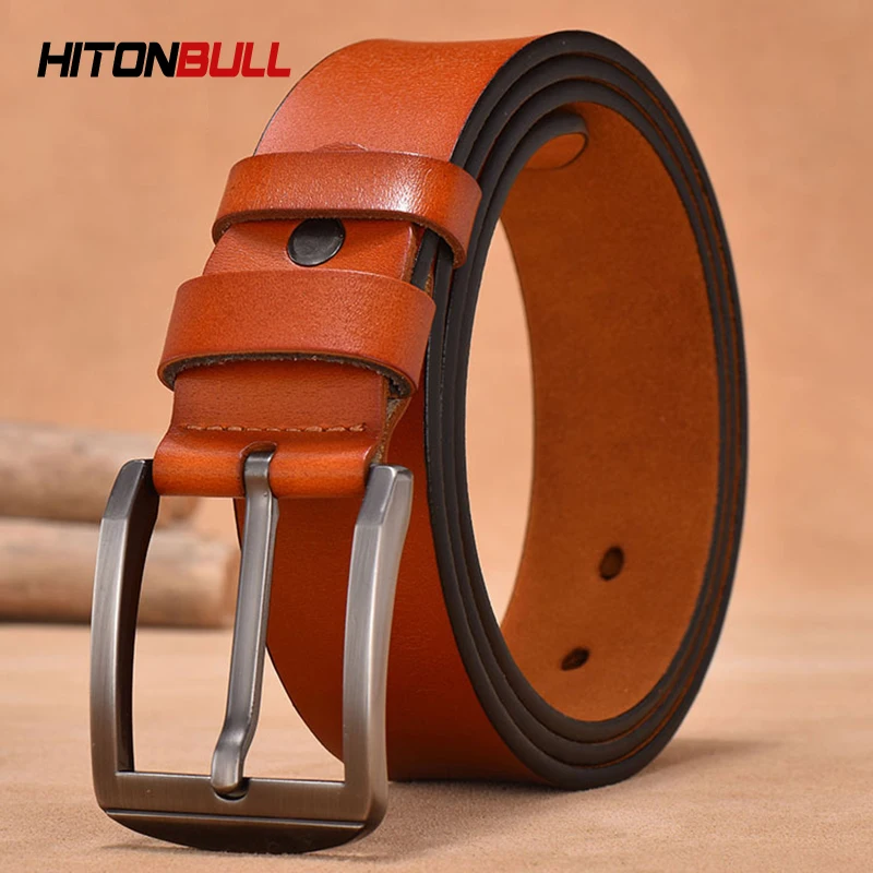 HITONBULL Fashion Men Belt Cowhide Genuine Leather Belts Mens High Quality Luxury Brand Waistband Casual Vintage Male Strap