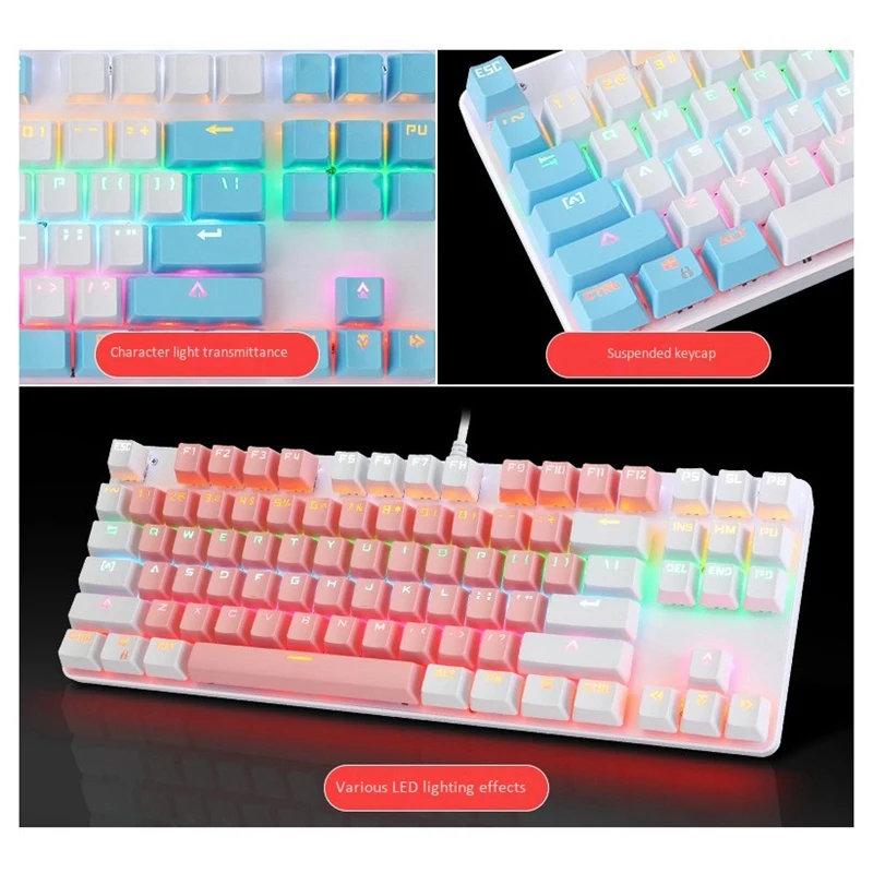 Клавиатура BAJEAL K100 двухцветная игровая Механическая Проводная клавиатура с 87