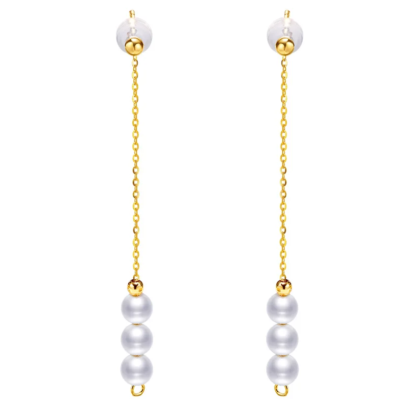 white pearl YS натуральный культивированный пресноводный жемчуг 18 К Желтое золото висячие серьги Свадебные ювелирные изделия - Цвет камня: white pearl