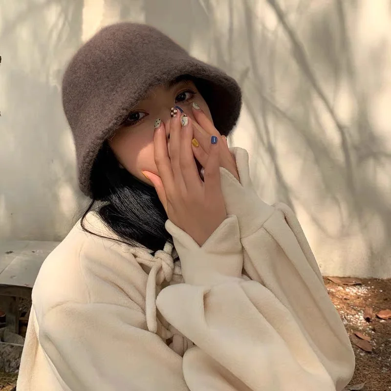 Панама в стиле Харадзюку 2021 однотонная женская шапка для рыбалки осенне-зимние