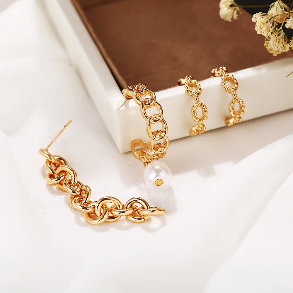 

Chain Earings Set for Women Retro Simple Non-Porous Women Clip-on Earrings for Women Earings Fashion Jewelry 2020