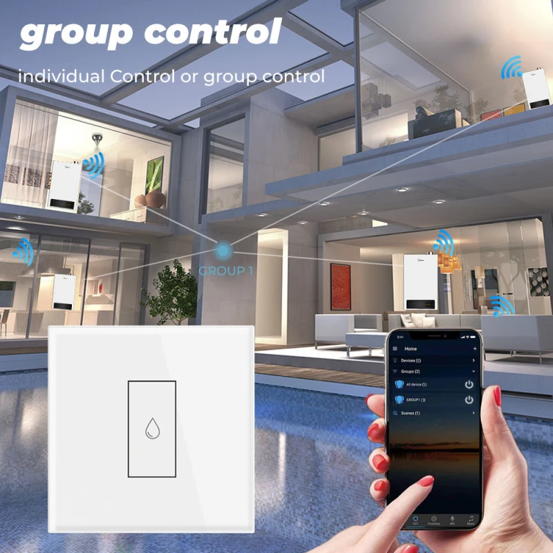 

WiFi Boiler Smart Water Heater Switch Voice Remote Control EU Standard Touch Panel Timer Outdoor Work With Alexa Google Home