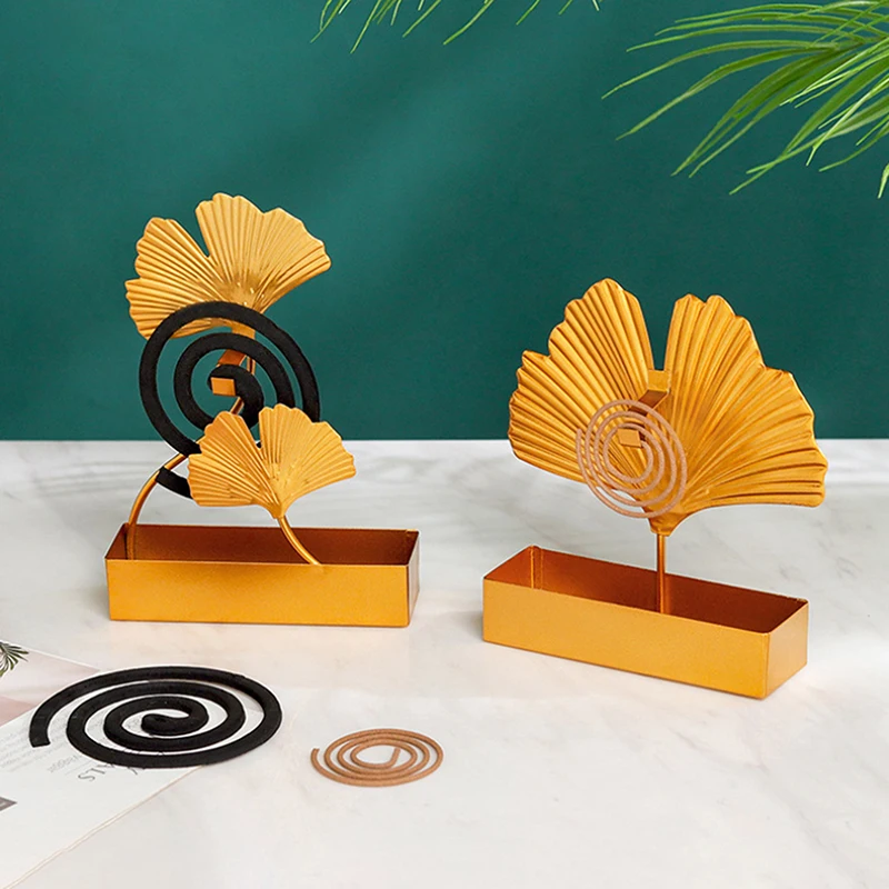 

Retro Ginkgo Leaf Insect Mosquito Coil Holder Innovative Home Incense Sandalwood Mosquito Repellent Coil Holder