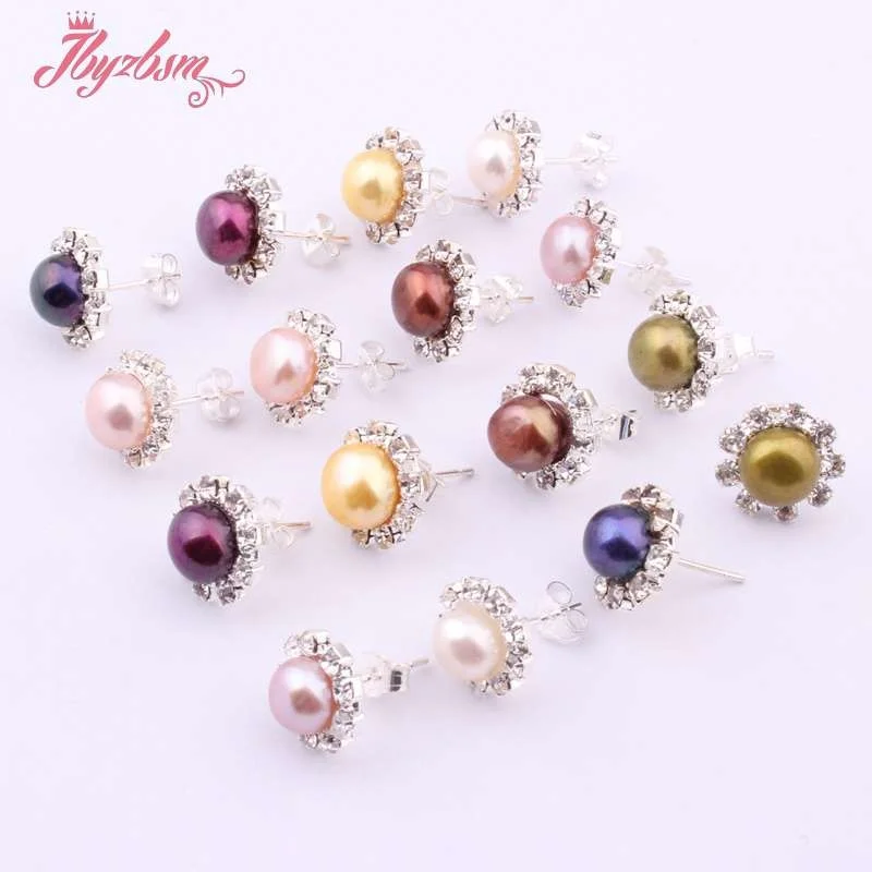 Круглые серьги из натурального пресноводного жемчуга 7 мм модные тибетского