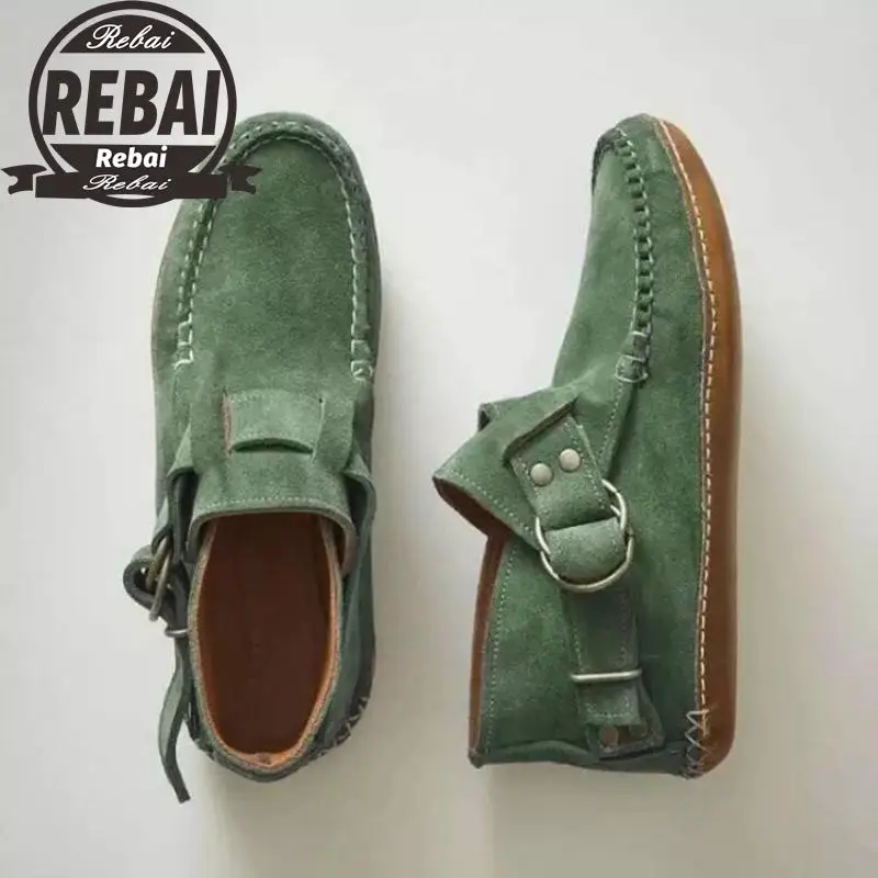 

Women's Comfy Leather Leopard Flats Autumn Buckle Strap Shoes For Women 2020 New Casual Travel Breathable Women Shoes35-43