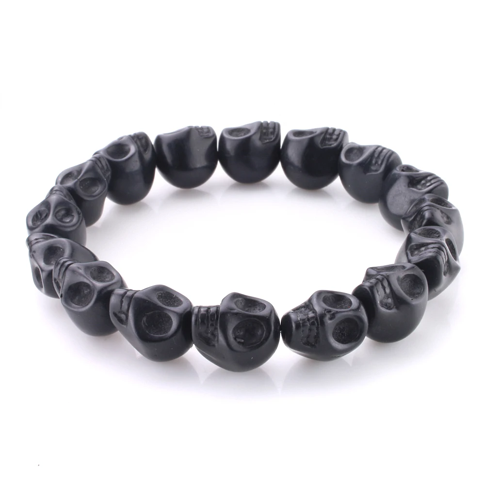 Тибетский молитвенный красочный Howlite окрашенные Скелет бисерный браслет с черепом, эластичный, унисекс