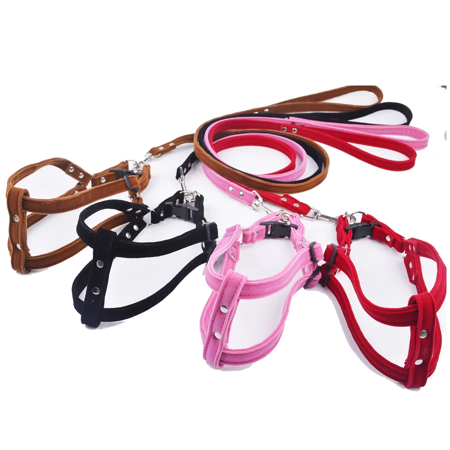 шлейка для собак поводок Мягкий щенок собака обуздывает привести набор розовый