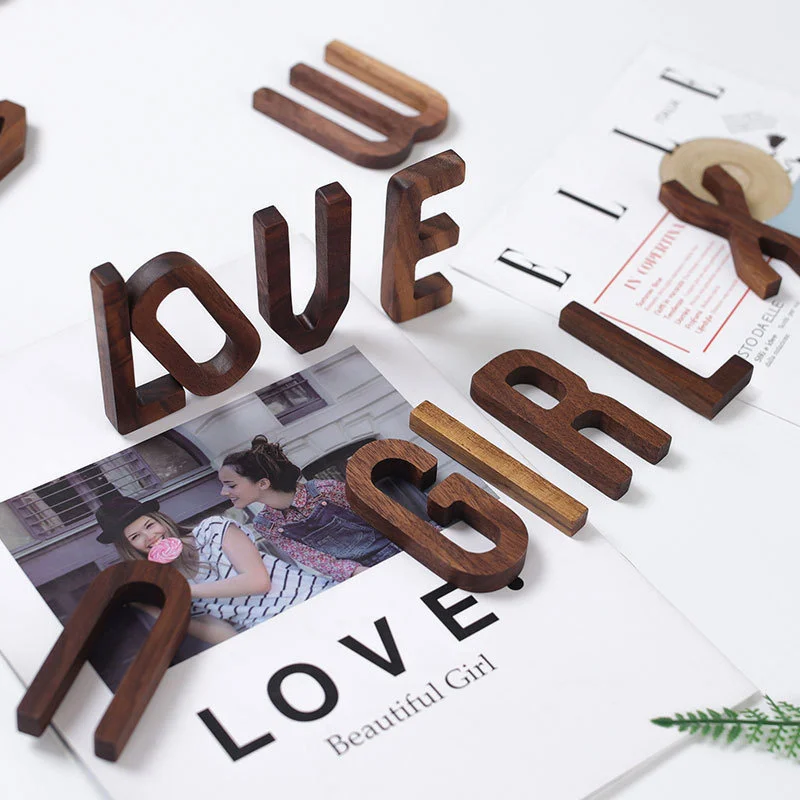 

Nordic Style Black Walnut Letter Decorative Letters Combination Wall Decoration DIY Letter Home Decoration Wooden Alphabet