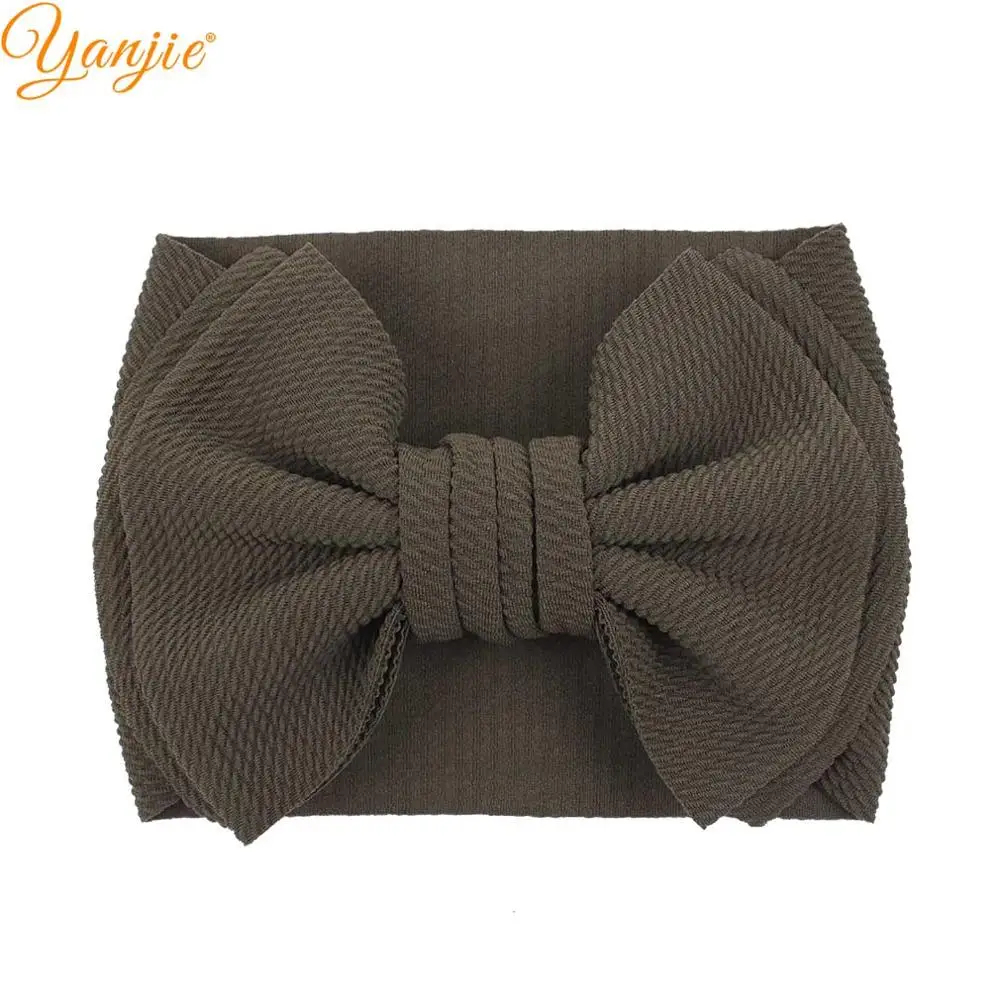 olive green Новое поступление большие " банты для волос, ободок из вафельной ткани, эластичные резинки для волос, аксессуары для волос для девочек, модные аксессуары - Цвет: olive green