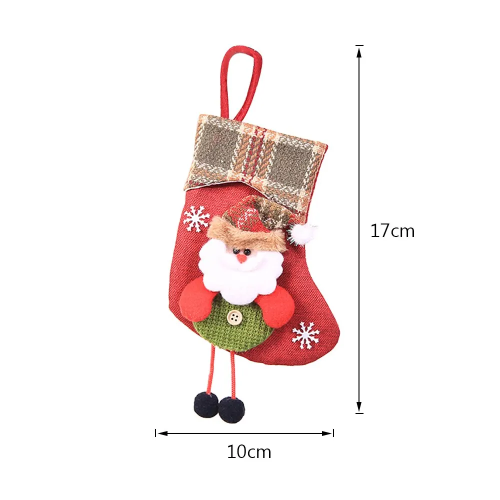 1PC A Детские сумки для конфет, носки Санта-Клауса, подарок, рождественские чулки, висячие украшения, держатели для подарков, украшения для рождественской елки - Цвет: 1PC A