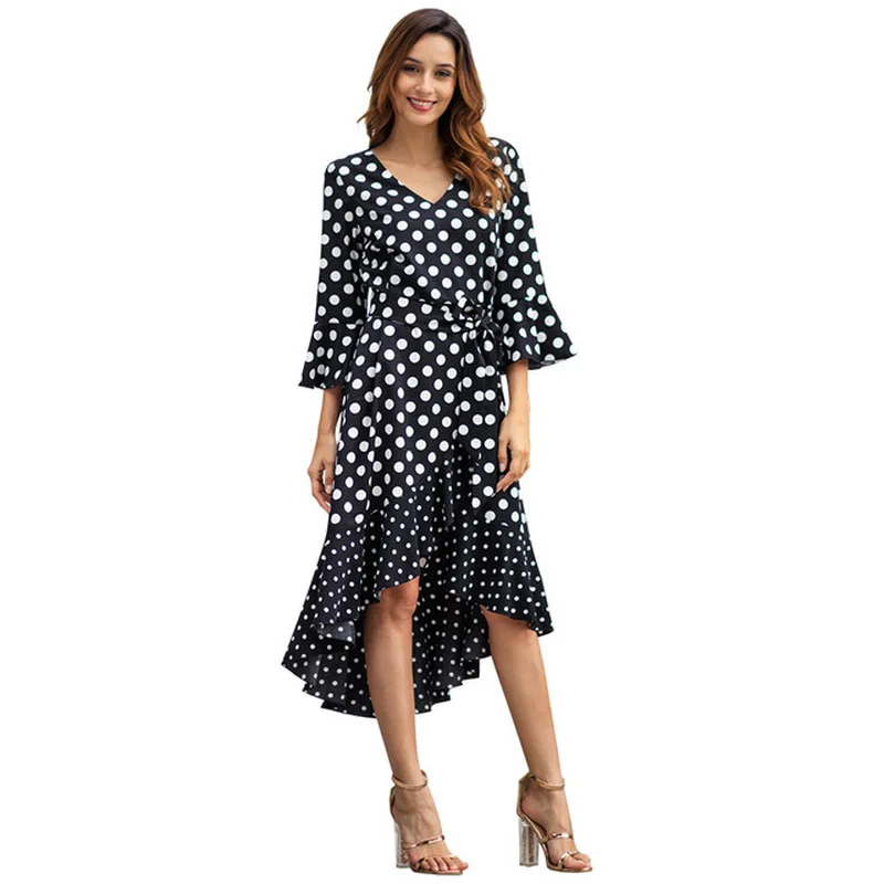 Pregnancy Dress New Wave Point Seven-point Sleeve Dresses Woman Party Night Boho Style Maternity Clothe Clothes V-neck | Мать и ребенок