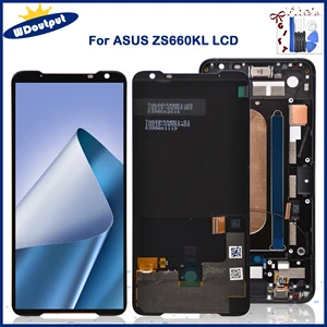 original new for asus rog phone 2 phone2 zs660kl amoled lcd display screentouch panel digitizer assembly repairs with frame free global shipping