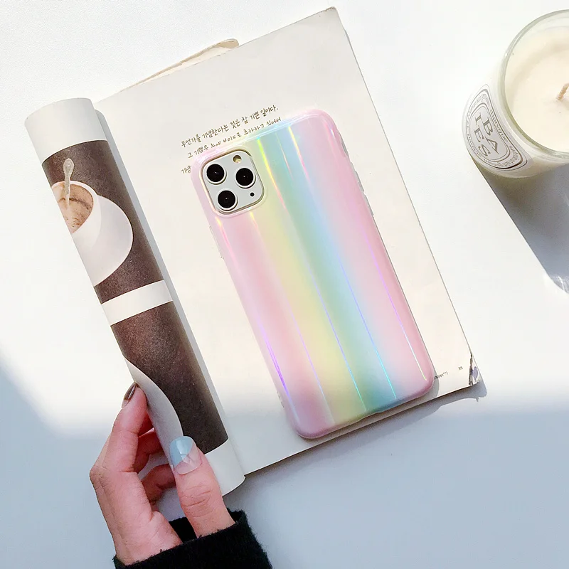 Aurora laser phone case for iphone 11 11Pro Max case for iphone X XR XS Max 7 8 6 6S Plus Gradient color case capa