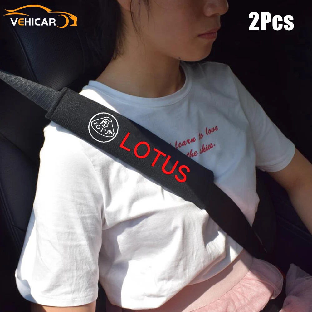 

VEHICAR 2PCS Cotton Car Safety Belt Cover For LOTUS Car Logo Knitting Driver Shoulder Protectorcar Accessories Universal