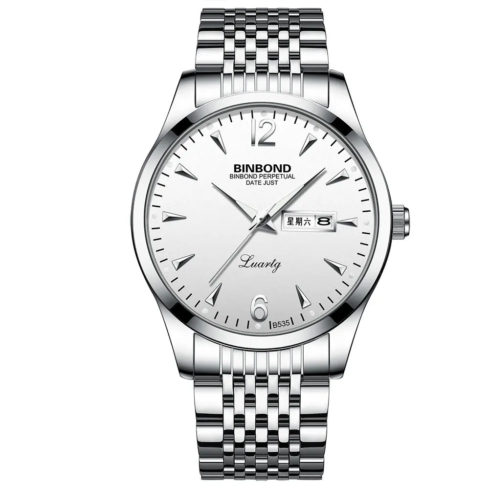 

BINDOND Top Brand Watch Men Stainless Steel Business Date Clock Waterproof Luminous Watches Mens Luxury Sport Quartz Wrist Watch
