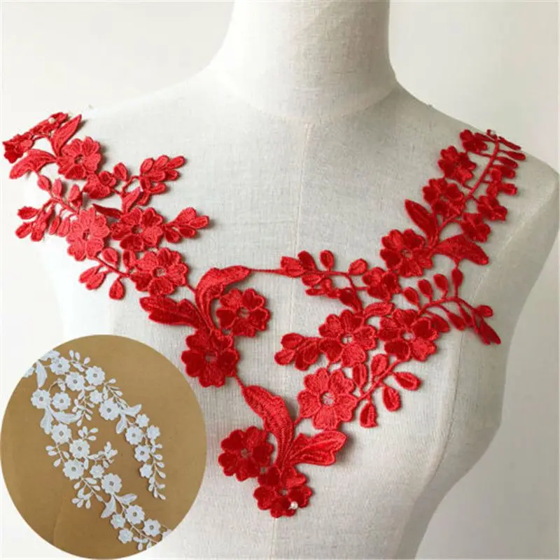 Floral Costume Motif Bridal Evening Dress Lace Applique Embroidery Crafts 1 Pair DIY lace | Дом и сад