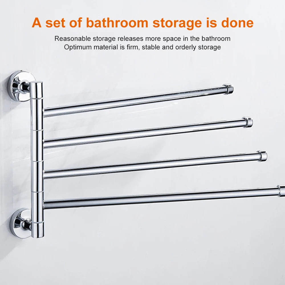 

Stainless Steel Zinc Alloy Towel Rail Free Punch Bracket Bathroom Accessories Rotatable Bathroom Slipper Rack Towel Holder