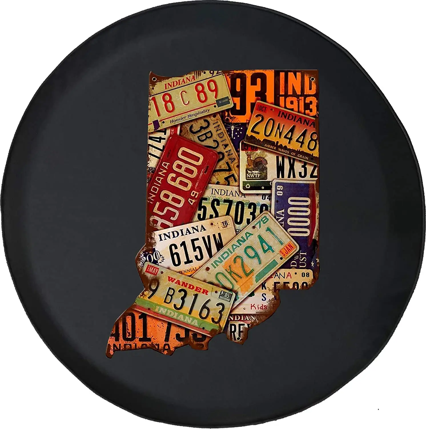 

American Unlimited Spare Tire Cover Indiana State License Plate Adventure Fun 4x4 Off-Road fits SUV Camper RV