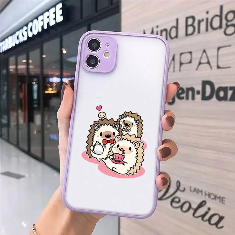 

Animal lovely cartoon hedgehog Phone Case Matte Transparent for iPhone 7 8 11 12 s mini pro X XS XR MAX Plus cover funda