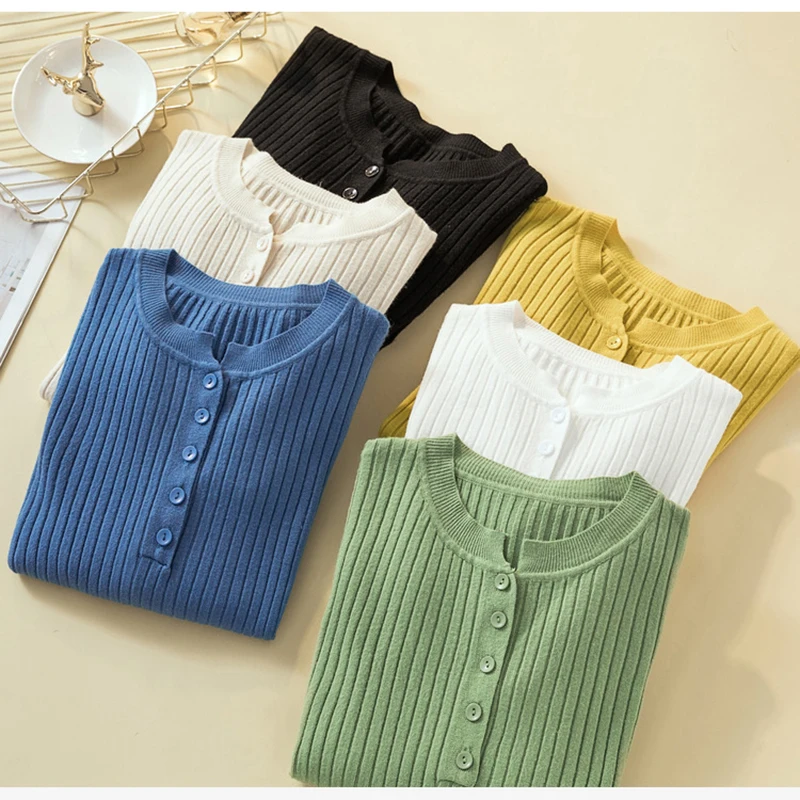 2019 свитер с v-образным вырезом и пуговицами женский базовый тонкий вязаный