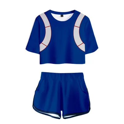 Anime My Hero Academia Cosplay Two-piece Female Sexy Shorts and T-shirt Sportswear Girl Halloween Costumes for Girls Women |