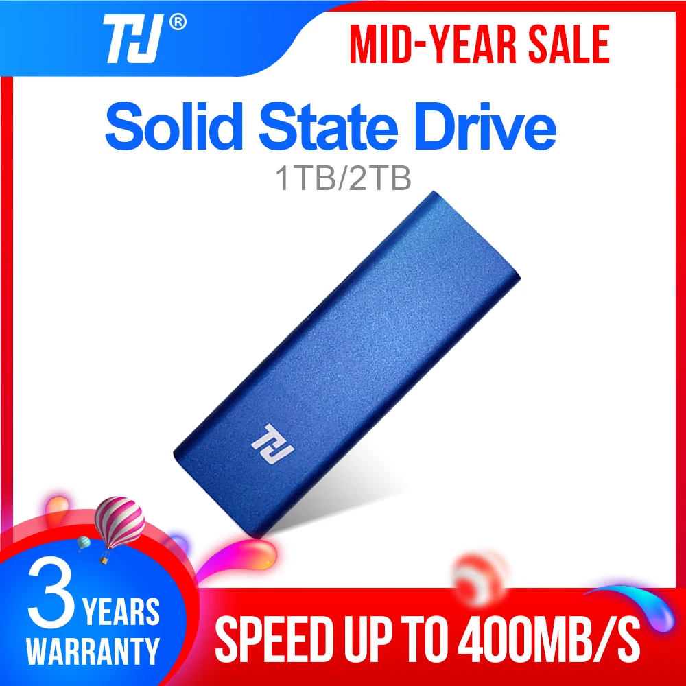 THU Мини Жесткий диск SSD Внешний твердотельный накопитель 128 ГБ 256 512 1 ТБ Портативный SSD USB3.1 400 МБ/с. для портативных ПК Тетрадь TLC