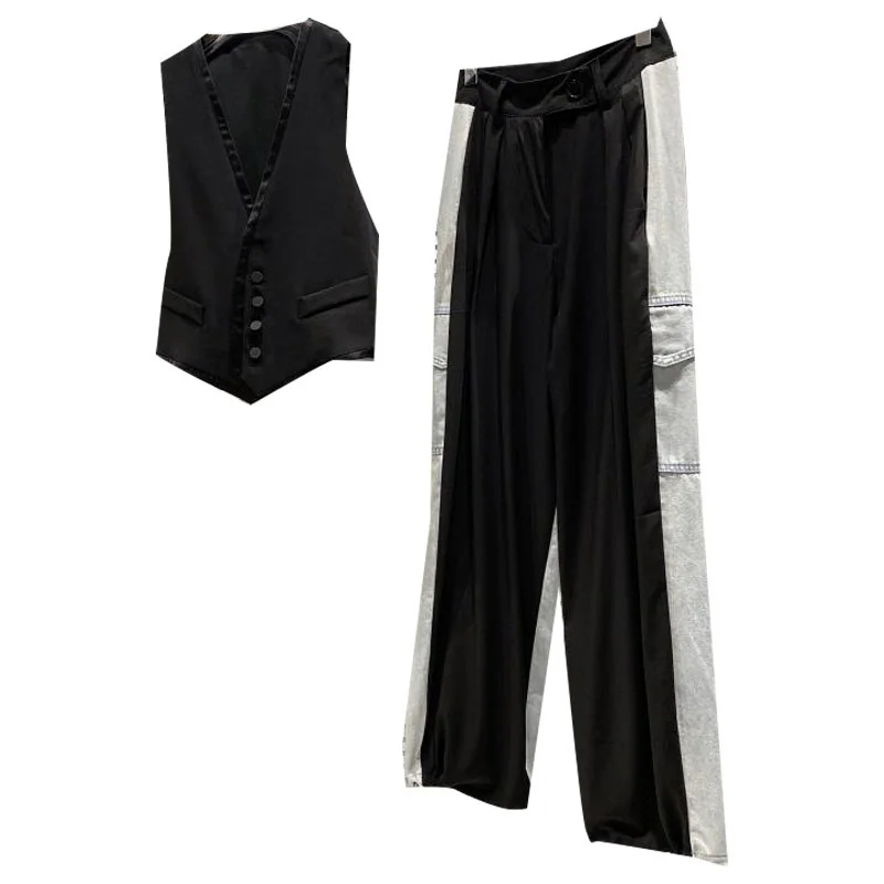 

Short Slim Vest + Wide Leg Pants 2021 Summer New Fashion Show Two Piece Se