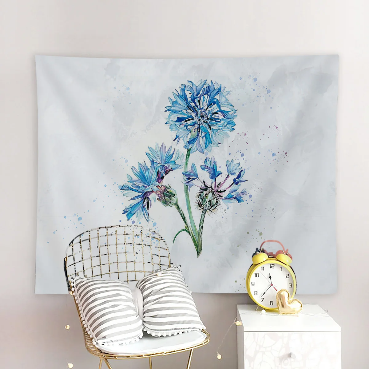 Водная Цветовая стильная Голубая Гортензия гобелен настенный Декор стены