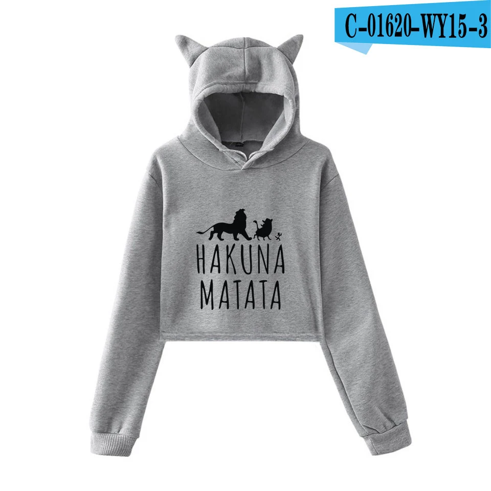Король Лев Simba фильм саундтрек Акуна Матата принт модный тренд кошачьи уши Топ женские толстовки Толстовка сексуальная одежда - Цвет: picture color