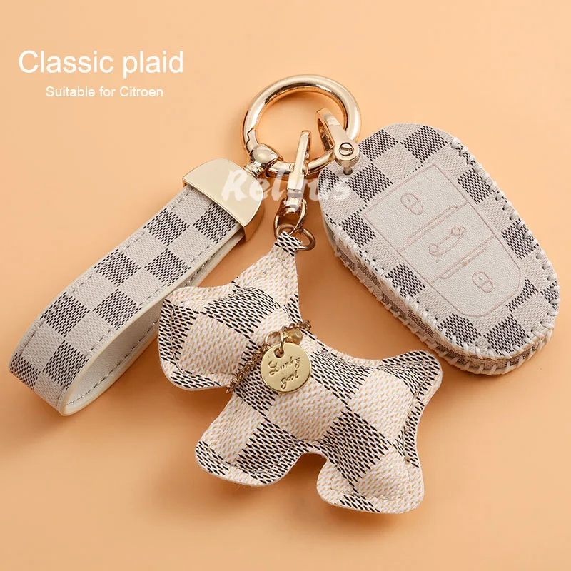 

Leather Car Smart Key Case Cover For Citroen C4 C4L C6 C3-XR Peugeot 308 408 508 2008 3008 4008 5008 Shell Auto Accessories