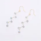 Граненые серьги с аквамарином DAIMI, женские драгоценные камни, желтое золото 14 карат, корейские серьги, подарок девушке