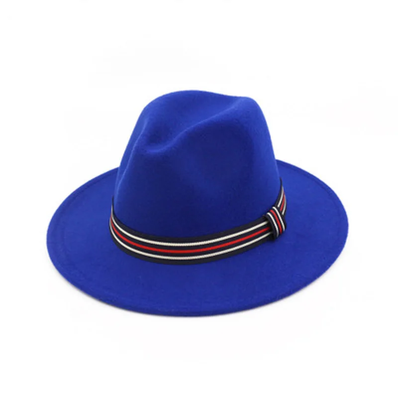 

women hats fedora felted solid color wide brim band belt striped winter hats dress formal wedding outdoor panama new fedora hats