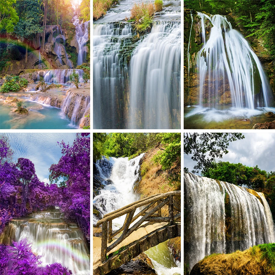 Nitree фиолетовый листья мост пейзаж Водопад поток воды занавеска фон фотостудия