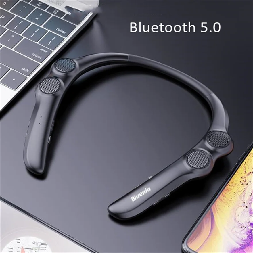 Фото Портативная Bluetooth-колонка для спорта с 10 часами воспроизведения, креплением на шею, мини-сабвуфером и Hi-Fi звуком №2