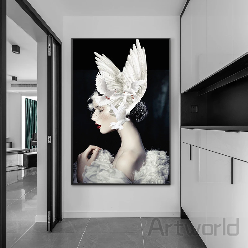 

Creative Woman Canvas Paintings Fashion Beauty Girl Wall Art Posters and Prints Nordic Pictures for Living Room Home Decoration