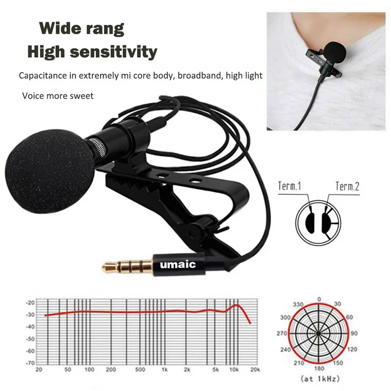 3.5mm Mini Microphone Clip-on Lapel Lavalier Wired For Phone Laptop Portable Stereo Sound Quality | Электроника