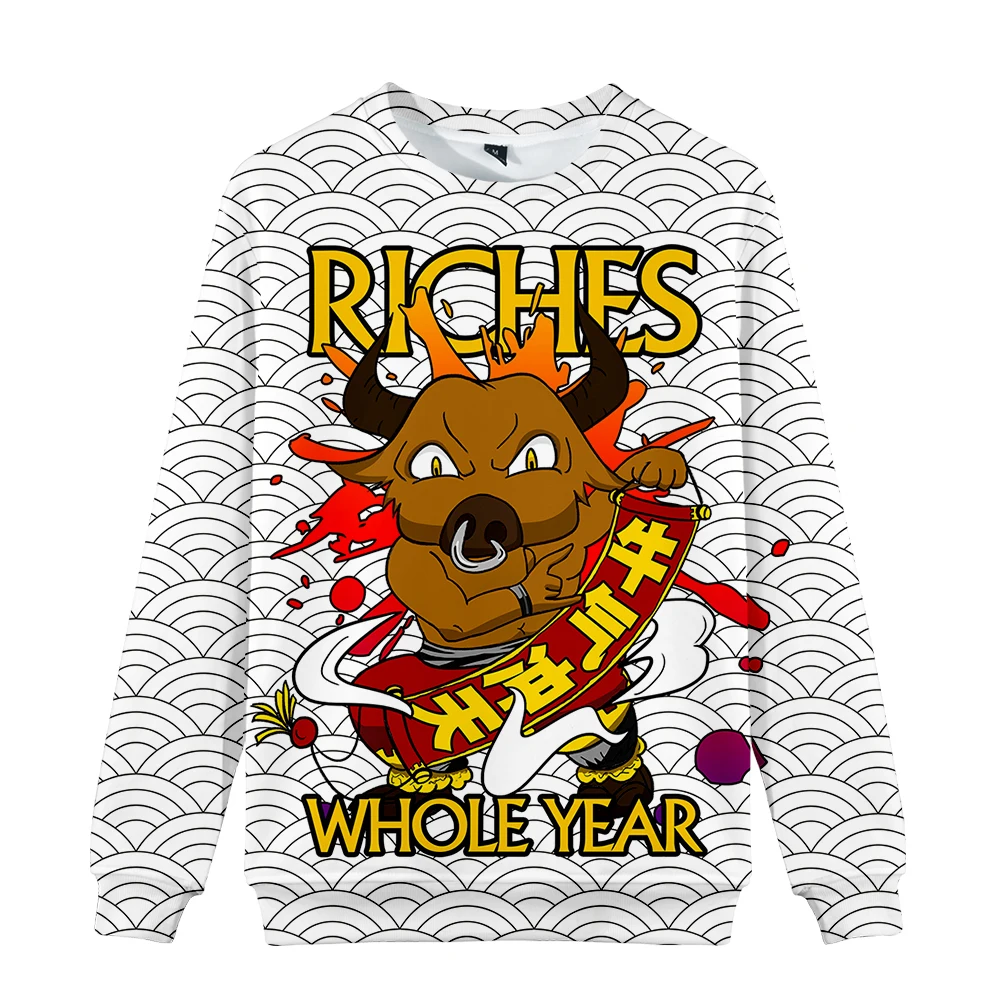 

3D Men's Chinese Style Sweatshirt Men's Women's New Year Pattern 3D Pullover Autumn and Winter Harajuku Loose Round Neck Top