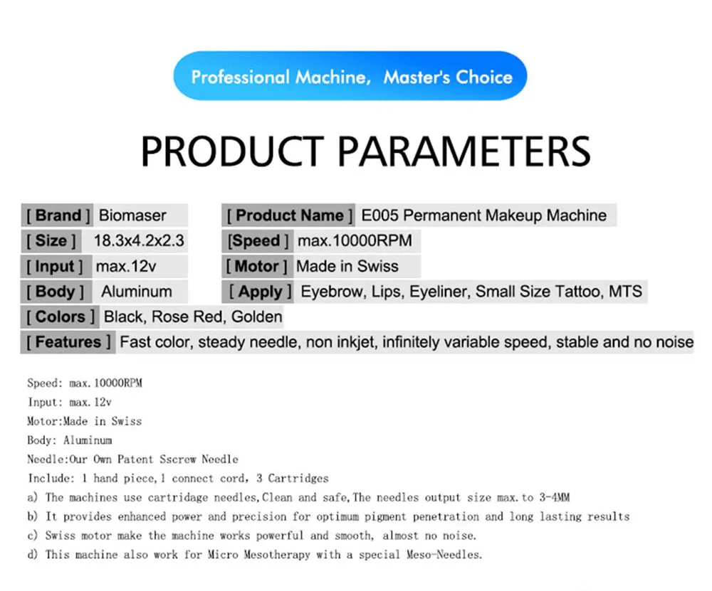 Biomaser P300 машинка для татуажа бровей ручка для перманентного макияжа бровей микроблейдинг Макияж DIY набор с иглой для татуировки