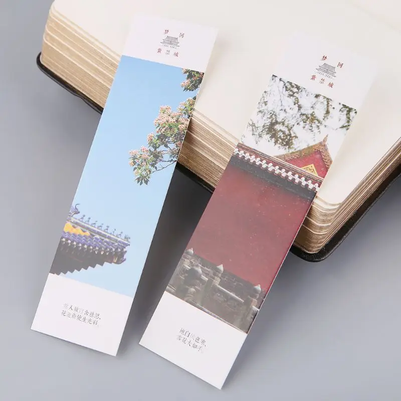 

30pcs Creative Chinese Style Paper Bookmarks Painting Cards Retro Beautiful Boxed Bookmark Commemorative Gifts P9YA