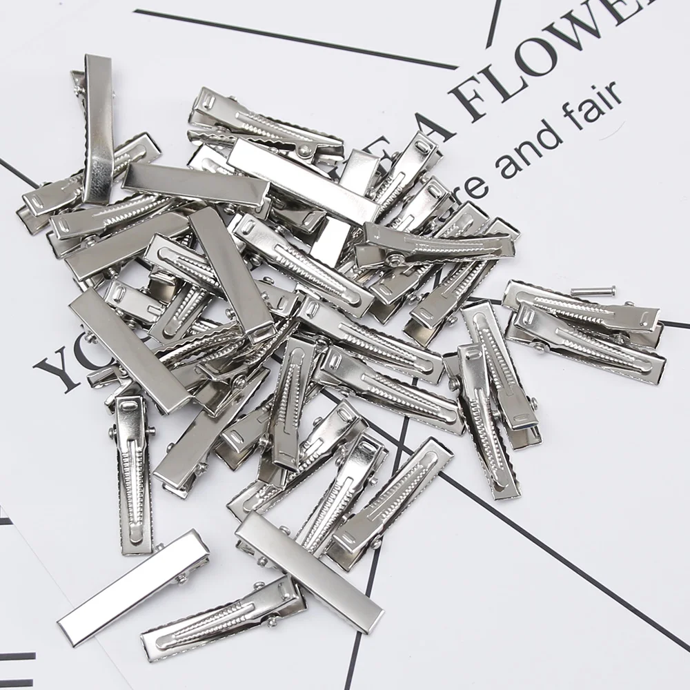 

50 Pcs/pack 40/46/55/65/75mm Metal Hair Clip Crocodile Duckbill Clip With Teeth Alligator Clips For Diy Jewelry Accessories
