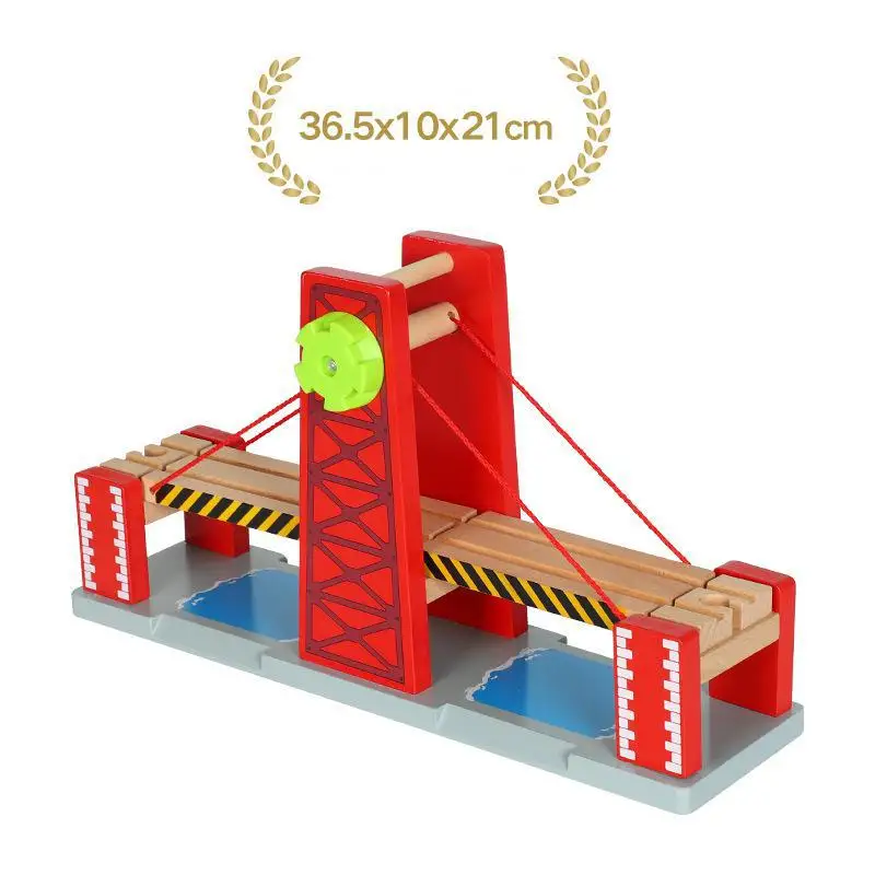 

Wooden Train Track Toys Set Lifting Large Suspension Bridge Accessories Track Train Rail Transit Slot Wooden Railway Kids Toys