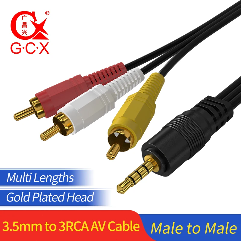 Адаптер GCX 3 5 мм со штекером на 3RCA стандартный переходник типа Папа папа с RCA аудио
