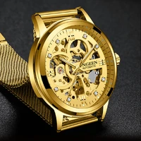 hot brand mechanical watches men skeleton mesh clock automatic watch men relogio masculino gold wrist watch for men male fngeen