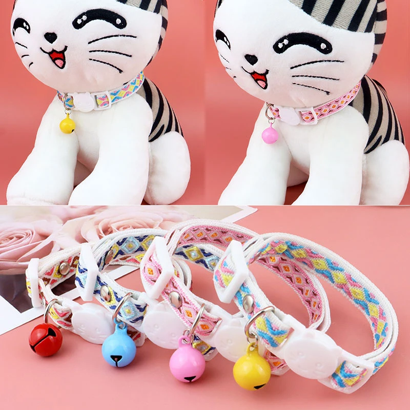 

Pet Plaid Jacquard Collars Pretty Dog Cat Bell Collars Anti-lost Adjustable Pet Collars Colorful Good-looking Pet Supplies