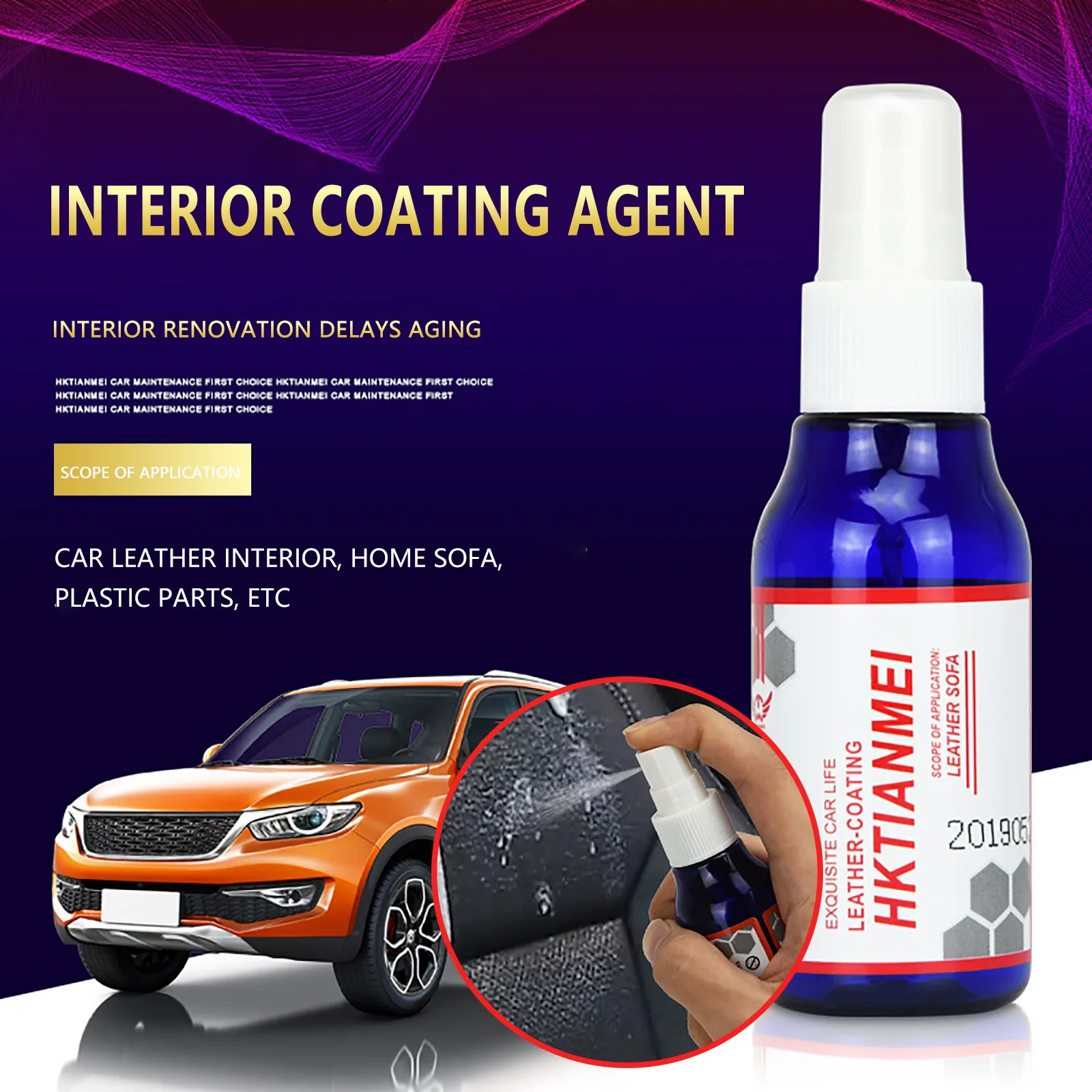 

60ml Plastic Parts Retreading Agent Wax Instrument Panel Auto Interior Auto Plastic Renovated Coating Car Light Cleaner